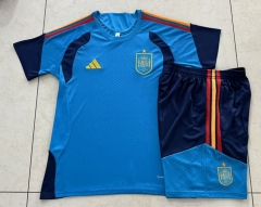 26-27 Spain Laker Blue Short-Sleeved Thailand Soccer Tracksuit -815