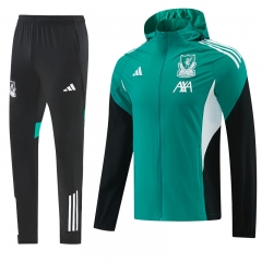 26-27 Liverpool Green Thailand Soccer Coat Uniform With Hat-LH