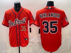 (Logo 2) Special Version Detroit Tigers 1st Generation Orange #35 MLB Jersey-0840