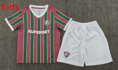 26-27 Fluminense de Feira Home Red&Green Kids/Youth Soccer Uniform-5526