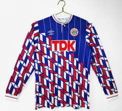 Retro Version 89-90 Ajax Away Red&Blue LS Thailand Soccer Jersey AAA-C1046