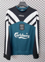 Retro version 96-97 Liverpool Black&Green Thailand Soccer Tracksuit Top-2044