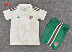 26-27 Wales Away Beige Kids/Youth Soccer Uniform-7809