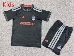 26-27 Colo-Colo Away Black Kids/Youth Soccer Uniform-7809