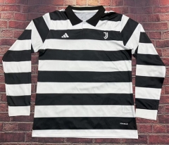 (S-4XL) 26-27 Juventus 4th Away Black&White LS Thailand Soccer Jersey AAA-7209