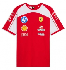 (S-5XL) 2026 Ferrary Red Round Collar Formula One Racing Suit