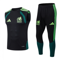 26-27 Mexico Black Thailand Soccer Vest Tracksuit-9926