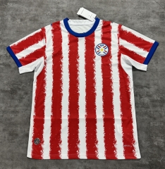 (S-4XL) 26-27 Paraguay Home Red&White Thailand Soccer Jersey AAA-4506