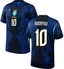 (S-4XL) 26-27 Brazil Away Blue&Black ( RODRYGO #10) Thailand Soccer Jersey AAA