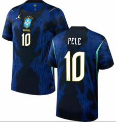 (S-4XL) 26-27 Brazil Away Blue&Black ( PELE #10) Thailand Soccer Jersey AAA