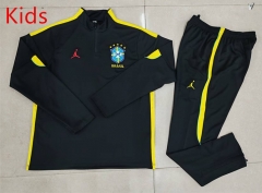 26-27 Jordan Brazil Black Kids/Youth Soccer Tracksuit-GDP
