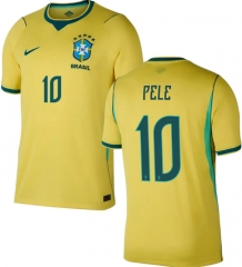 (S-4XL) 26-27 Brazil Home Yellow ( PELE #10) Thailand Soccer Jersey AAA