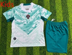 Correct Version 2026 World Cup Portugal Away White&Green Kids/Youth Soccer Uniform-1947