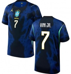 (S-4XL) 26-27 Brazil Away Blue&Black ( VINI JR #7) Thailand Soccer Jersey AAA