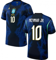 (S-4XL) 26-27 Brazil Away Blue&Black ( NEYMAR JR. #10) Thailand Soccer Jersey AAA