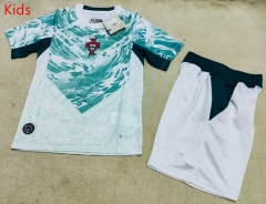 (White Shorts) 26-27 Portugal Away White&Green Kids/Youth Soccer Uniform-507