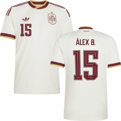 (S-4XL) 26-27 Spain Away White (ÁLEX B. #15) Thailand Soccer Jersey AAA