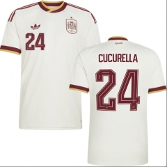 (S-4XL) 26-27 Spain Away White ( CUCURELLA #24) Thailand Soccer Jersey AAA