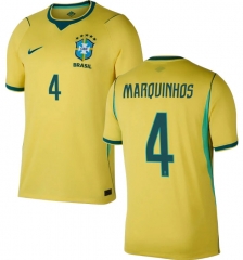 (S-4XL) 26-27 Brazil Home Yellow ( MARQUINHOS #4) Thailand Soccer Jersey AAA