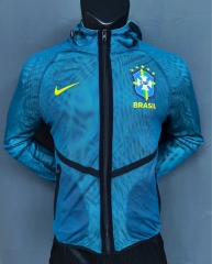 (S-3XL) 26-27 Brazil Blue Thailand Soccer Jacket With Hat-2044