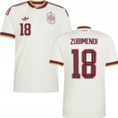 (S-4XL) 26-27 Spain Away White ( ZUBIMENDI #18) Thailand Soccer Jersey AAA
