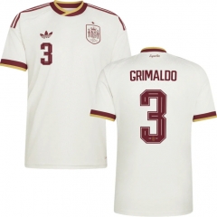 (S-4XL) 26-27 Spain Away White (GRIMALDO #3) Thailand Soccer Jersey AAA