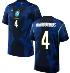 (S-4XL) 26-27 Brazil Away Blue&Black ( MARQUINHOS #4) Thailand Soccer Jersey AAA