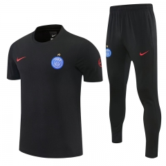 26-27 Paris SG Black Short-sleeve Thailand Soccer Tracksuit-4627