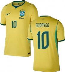 (S-4XL) 26-27 Brazil Home Yellow ( RODRYGO #10) Thailand Soccer Jersey AAA