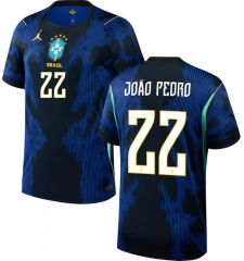 (S-4XL) 26-27 Brazil Away Blue&Black ( João Pedro #22) Thailand Soccer Jersey AAA