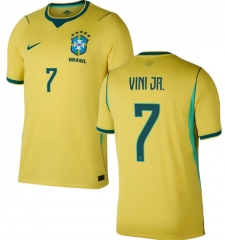 (S-4XL) 26-27 Brazil Home Yellow ( VINI JR #7) Thailand Soccer Jersey AAA