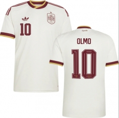 (S-4XL) 26-27 Spain Away White (OLMO #10) Thailand Soccer Jersey AAA