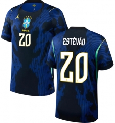 (S-4XL) 26-27 Brazil Away Blue&Black ( ESTÊVÃO #20) Thailand Soccer Jersey AAA