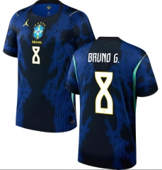 (S-4XL) 26-27 Brazil Away Blue&Black ( BRUNO G. #8) Thailand Soccer Jersey AAA
