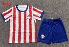 26-27 Paraguay Home Red&White Kids/Youth Soccer Uniform-7809