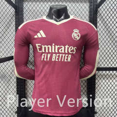 (S-3XL) Player Version 26-27 Real Madrid 2nd Away Pink LS Thailand Soccer Jersey AAA-3596