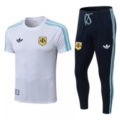 (S-4XL) 26-27 Argentina White Short-Sleeved Thailand Soccer Tracksuit -9926