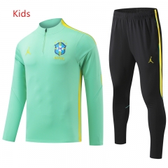 26-27 Brazil Light Green Kids/Youth Soccer Tracksuit-GDP