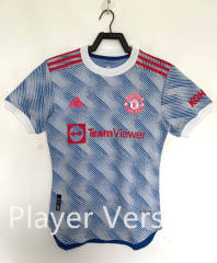 Player Version 21-22 Retro Version Manchester United Away Light Blue Thailand Soccer Jersey AAA-811