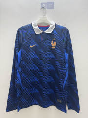 (S-4XL) 26-27 France Home Blue LS Thailand Soccer Jersey AAA-9268