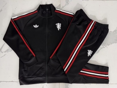 26-27 Manchester United Black Thailand Soccer Jacket Uniform-815