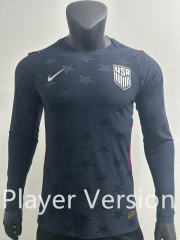 Player Version 26-27 USA Away Dark Blue LS Thailand Soccer Jersey AAA-0871