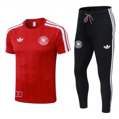 (S-4XL) 26-27 Germany Red Short-Sleeved Thailand Soccer Tracksuit -9926