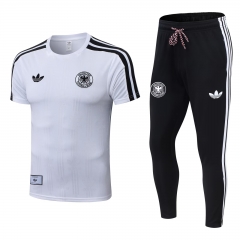 (S-4XL) 26-27 Germany White Short-Sleeved Thailand Soccer Tracksuit -9926
