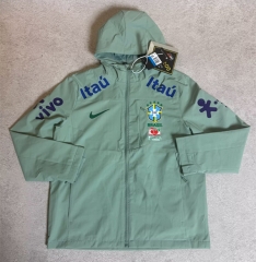 26-27 Nike Brazil Light Green Thailand Trench Coats With Hat-0199