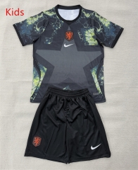 26-27 Netherlands Goalkeeper Black&Grey Kids/Youth Soccer Uniform-AY