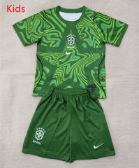 26-27 Brazil Goalkeeper Green Kid/Youth Soccer Uniform-AY