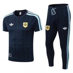 (S-4XL) 26-27 Argentina Royal Blue Short-Sleeved Thailand Soccer Tracksuit -9926