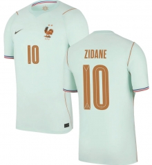 (S-4XL) 26-27 France Away Light Green (ZIDANE #10) Thailand Soccer Jersey AAA
