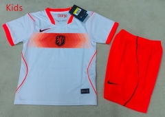 26-27 Netherlands Away White Kids/Youth Soccer Uniform-507